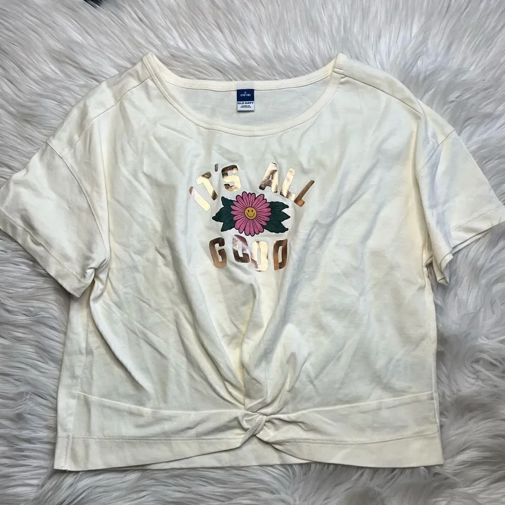 Old Navy Summer Short Sleeve T Shirt Set Cream & Purple Size XL / Large